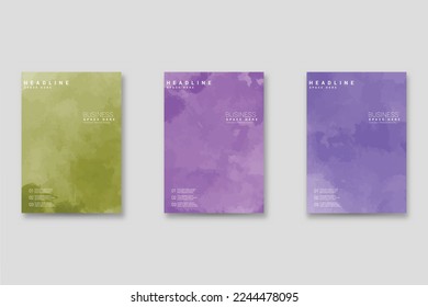 Set von Vektorhintergründen für Poster, Broschüren oder Flyer, Paket mit Aquarellplakaten, Flyer oder Karten. Bannervorlage.