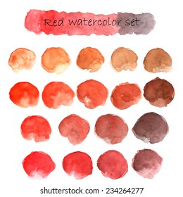Set of vector watercolor blobs, isolated on white background. Shape design blank watercolor colored rounded shapes web buttons on white background