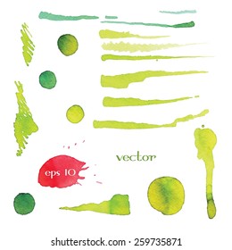 Set of vector watercolor blobs, isolated on white background. Shape design blank watercolor colored rounded shapes web buttons on white background