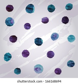 Set of vector watercolor blue and violet drops