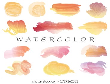 Set Of Vector Watercolor Brush Stroke Backgrounds Isolated On A White Background.