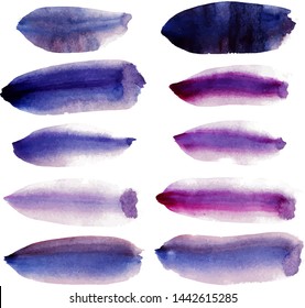 Set of vector watercolor brush strokes