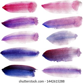 Set of vector watercolor brush strokes