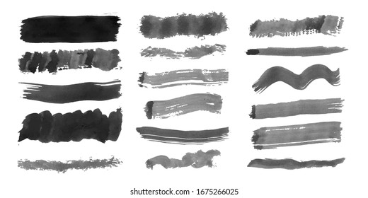 Set of Vector Watercolor Brush Strokes