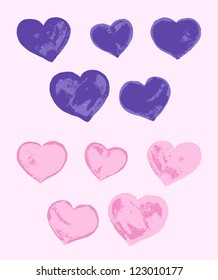 Set of vector watercolor hearts