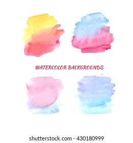 Set of vector watercolor mixed backgrounds. Abstract watercolor backgrounds for design