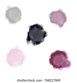 Set of Vector Watercolor Paint On White Background.