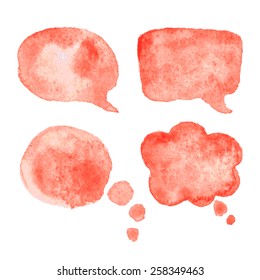 Set of vector watercolor speech bubbles. 