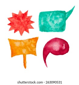 Set of vector watercolor speech bubbles.