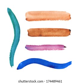 Set of vector watercolor strokes