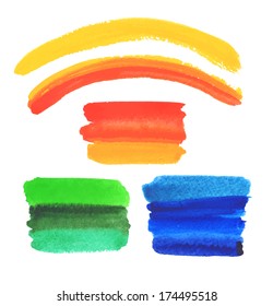 Set of vector watercolor strokes and banners