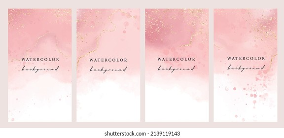 Conjunto de fondos universales de acuarela vectorial con espacio de copia para texto. Diseño para medios sociales, historia, tarjeta, invitación, post de feeds.