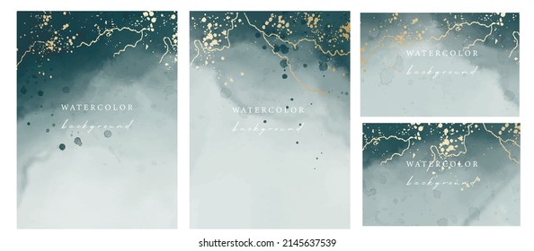 Set of vector watercolor universal backgrounds with copy space for text. Design for card, invitation.