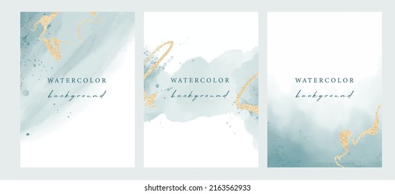 Set of vector watercolor universal backgrounds with copy space for text. Design for social media, card, invitation, brochure, cover.