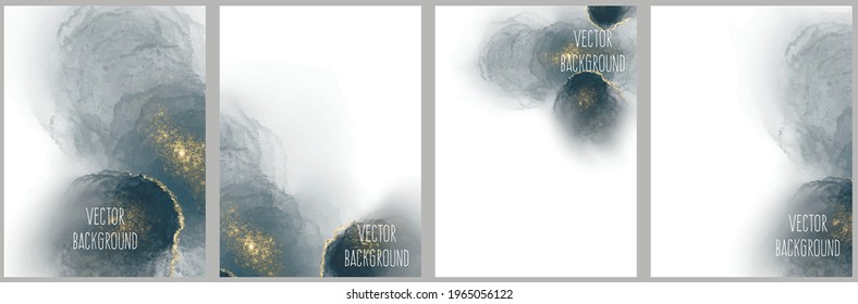 Conjunto de fondos universales de acuarela vectorial con brillo dorado
