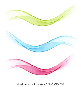 
Set of vector waves. Abstract color wave flow.