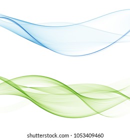 set of vector waves. abstract image. Blue and green tones.