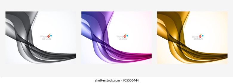 Set of vector waves lines design for brochure, website, flyer design and abstract background...