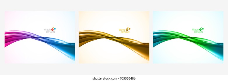 Set of vector waves lines design for brochure, website, flyer design and abstract background...