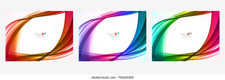 Set of vector waves lines design for brochure, website, flyer design and abstract background...