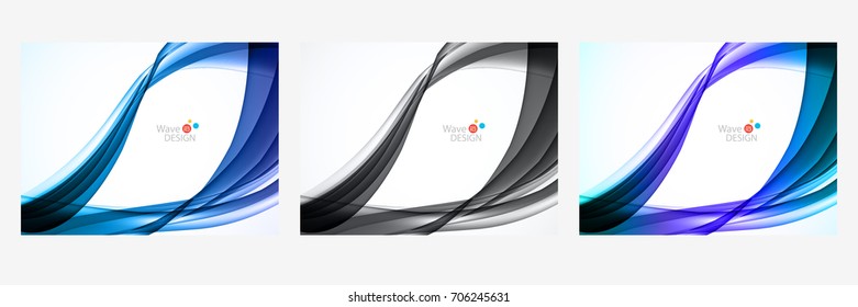 Set of vector waves lines design for brochure, website, flyer design and abstract background...