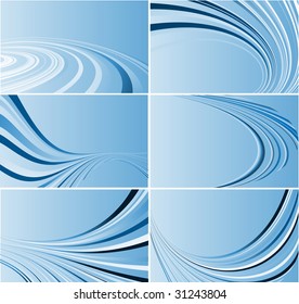 set of vector wavy backgrounds in blue color