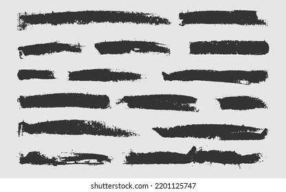 Set of vector wax crayon strokes isolated on white background, chalk hand painting brush texture horizontal design elements
