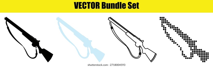 Set of vector weapons isolated on transparent background