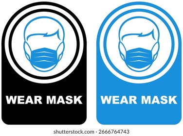 Set vector wear mask sign symbol labels sticker design illustration