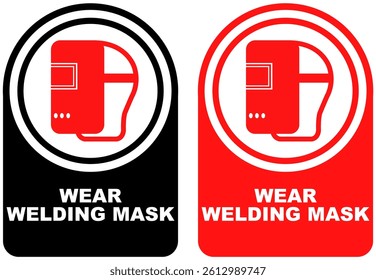 Set vector wear welding mask sign symbol labels sticker design illustration