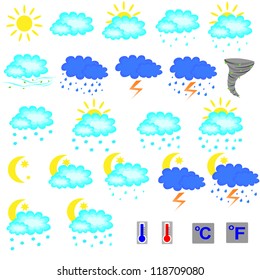 Set of vector weather forecast icons