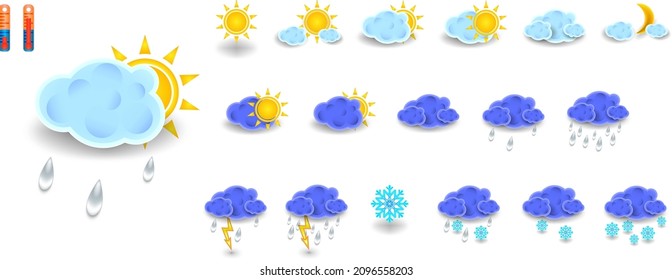 Set of vector weather forecast icons