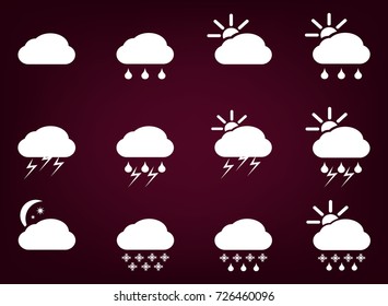 set of vector weather icons, cloud, sun, rain, snow