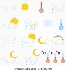 Set of vector weather icons on white background