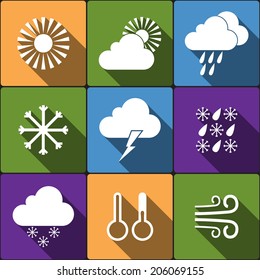 Set of vector weather icons with shadow