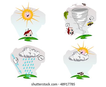 set of vector weather illustration