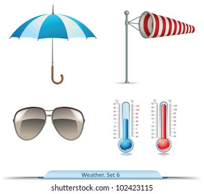 Set of vector weather objects