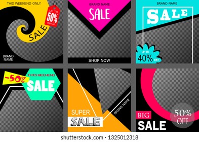 Set of vector web banners for sale with a place for photos.