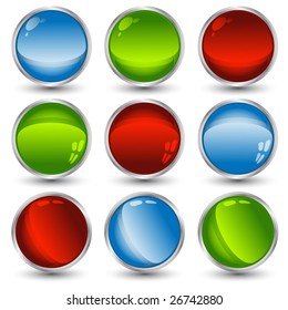 set of vector web buttons with shadows over white background