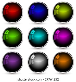 set of vector web buttons with shadows over white background