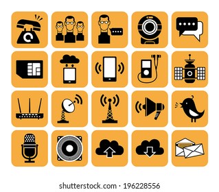 Set of vector web communication and internet icons.