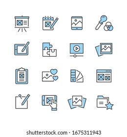 Set of vector web development line icons