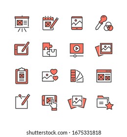 Set of vector web development line icons