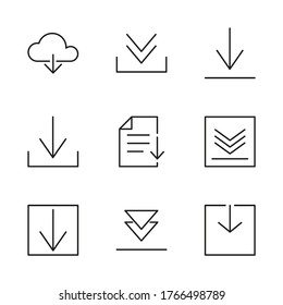 Set of vector web download icons. Thin line style.