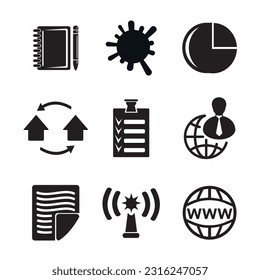 Un conjunto de iconos vectoriales en negro.