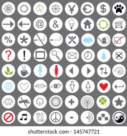 set of vector web icons, buttons and elements isolated on grey background