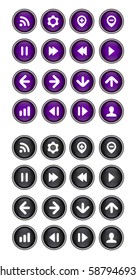 Set of vector web icons purple and black
