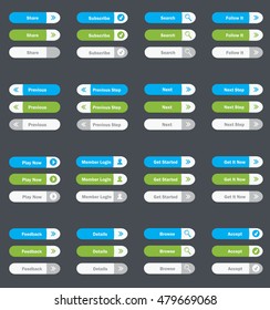 Set of vector web interface oval buttons. 