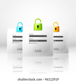 set of vector web login forms