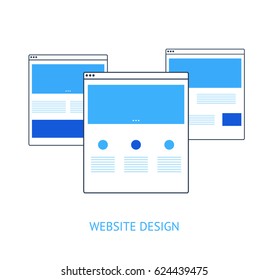 Set of vector website template flat design with browser